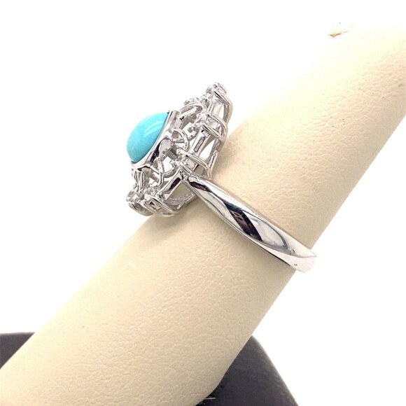 DK Designer Sterling Silver, Larimar & Cubic Zirconia Size 8 Ring! 151 - Picture 3 of 5